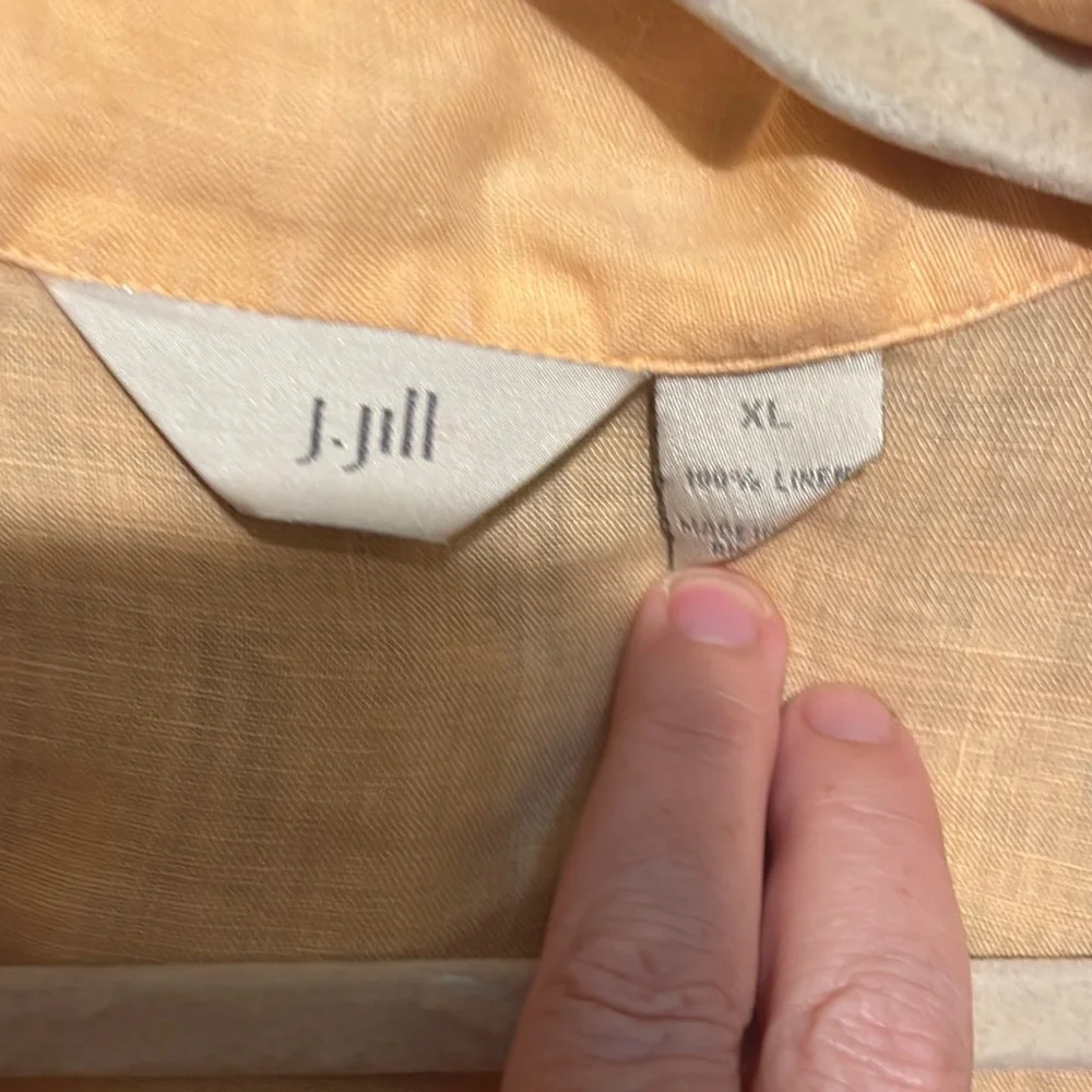 J. Jill Linen Orange Button Down Shirt (bin C ) - Picture 2 of 4